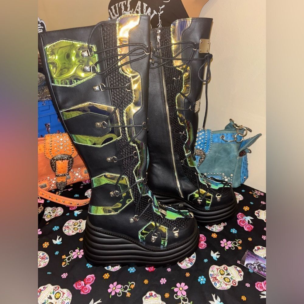 Demonia Magic Mirror Rave/ Concert Boots - Picture 4 of 6